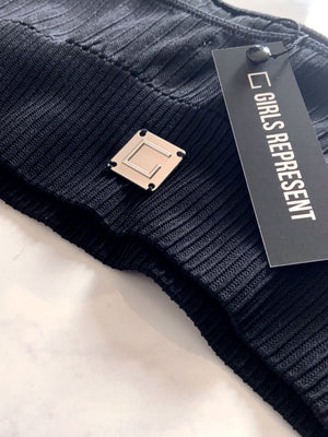 Black Ribbed Sports Bra