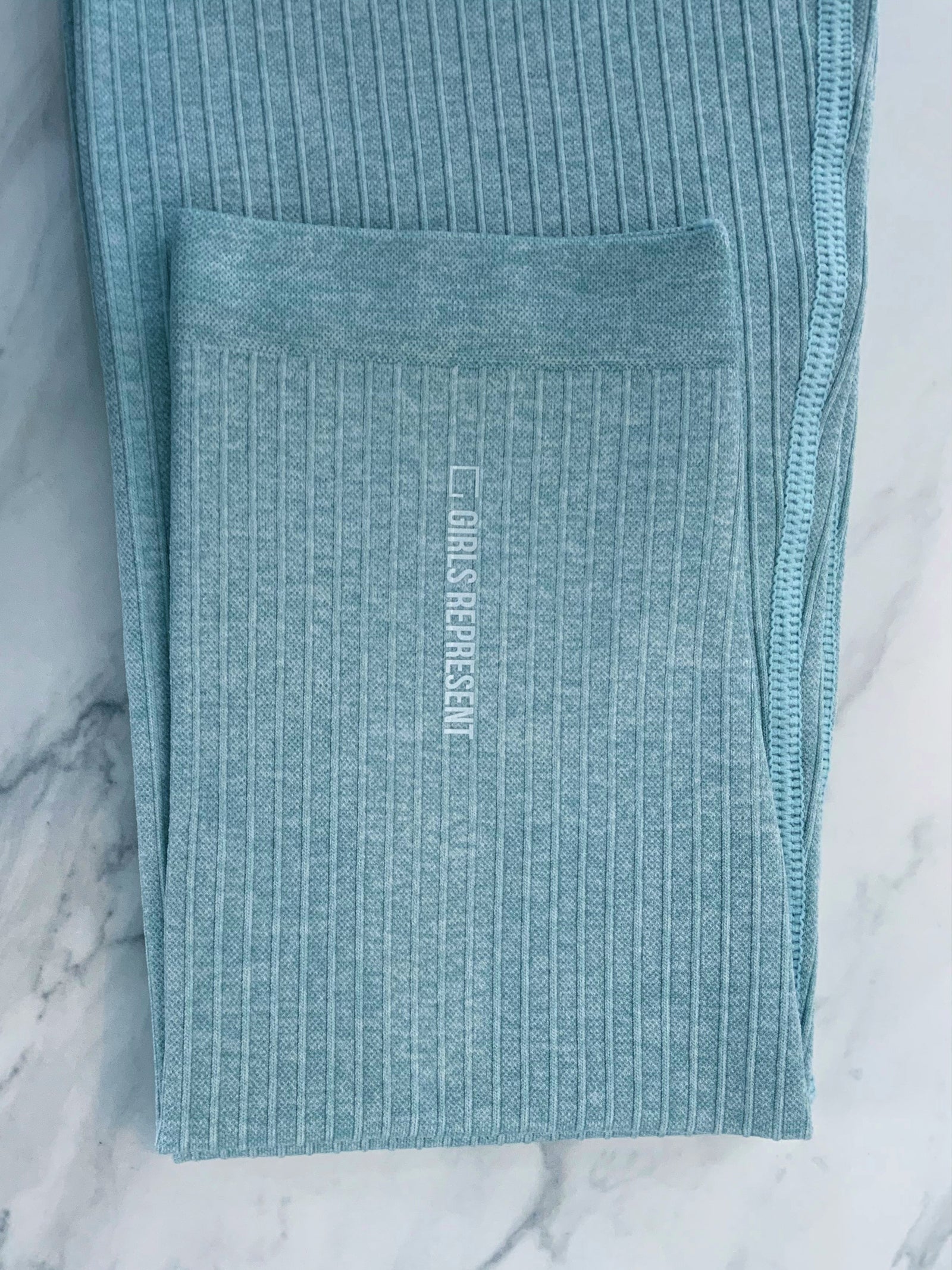 Blue Ribbed Leggings