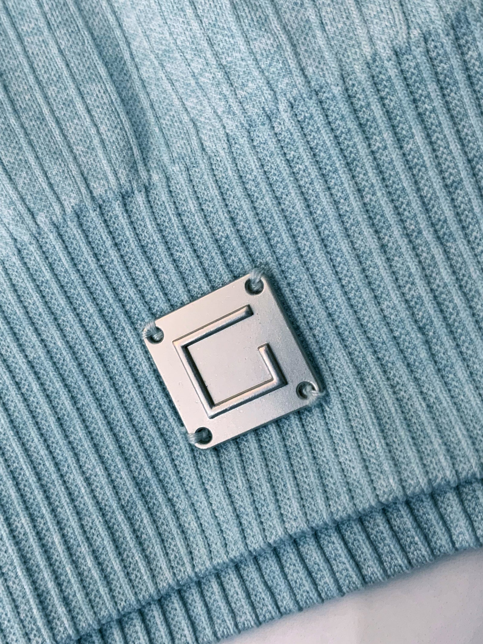 Blue Ribbed Sports Bra